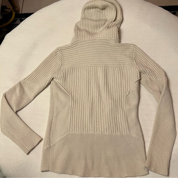 Aether wool cashmere tan ribbed moto hoodie XS 1 - Picture 7 of 7